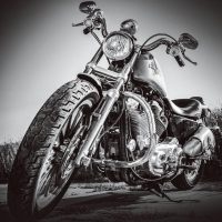80 x 80 cm - glasschilderij - Harley Davidson motor - schilderij fotokunst - foto print op glas