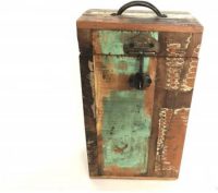 Decoratief - flessenhouder - oud hout - 2 flessen - 23x13x40 cm