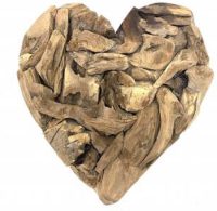 Decoratief beeld - drijfhout hart - 40x37 cm