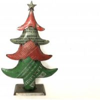 Decoratief beeld - kerstboom rood - H60 cm - kerstdecoratie