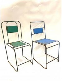 Stoel vintage - eetkamer stoel - gerecycled materiaal - metalen stoel