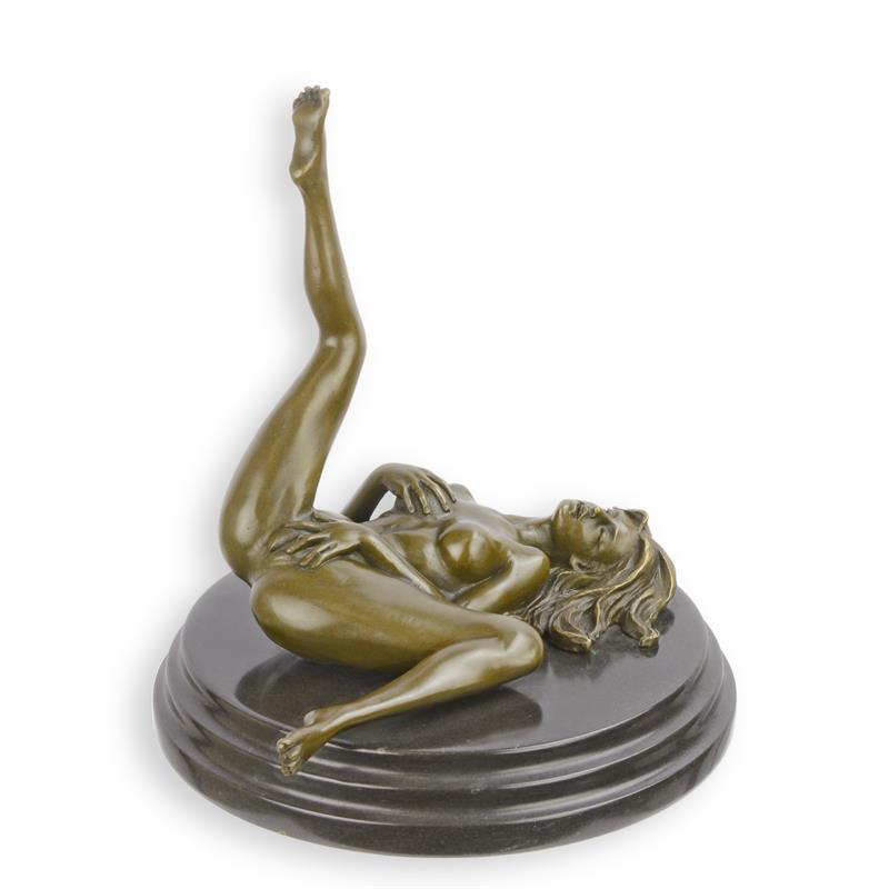 vrouwelijk naakt - Bronzen beeld - erotische sculptuur - 20 cm hoog