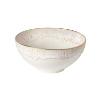 Casafina Costa Nova - Taormina - serveerschaal - wit met gouden rand - fine stoneware - 24 cm rond