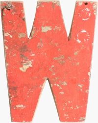 Houten letter - Sloophout - decoratief - letter W - kleurrijk - industrieel