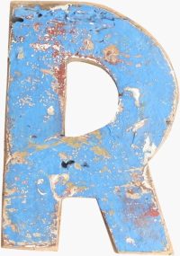Houten letter - Sloophout - decoratief - letter R - kleurrijk - industrieel