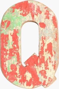 Houten letter - Sloophout - decoratief - letter Q - kleurrijk - industrieel