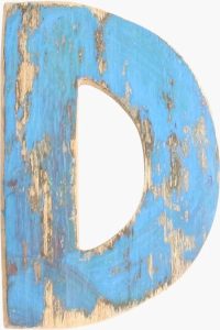 Houten letter - Sloophout - decoratief - letter D - kleurrijk - industrieel