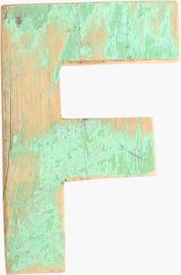 Houten letter - Sloophout - decoratief - letter F - kleurrijk - industrieel