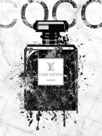 60 x 80 cm - glasschilderij - parfumfles - Louis Vuitton - schilderij fotokunst - foto print op glas