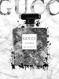 60 x 80 cm - glasschilderij - parfumfles Gucci - schilderij fotokunst - foto print op glas