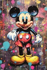 80 x 120 cm - glasschilderij - mickey - kleurrijk - schilderij fotokunst - foto print op glas
