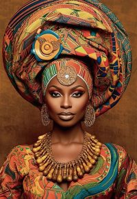 110 x 160 cm - glasschilderij - Afrikaanse vrouw - schilderij fotokunst - foto print op glas - 3D reliëf