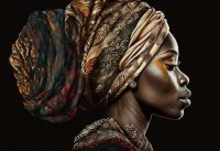 (160 x 110 cm - glasschilderij - Afrikaanse vrouw - schilderij fotokunst - foto print op glas - 3D reliëf