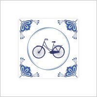 250 etiketten - etiket delfts blauw fiets - stickers papier zelfklevend - 40x40 mm