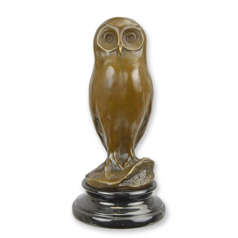 Bronzen beeld - Uil - sculptuur - 16,1 cm hoog