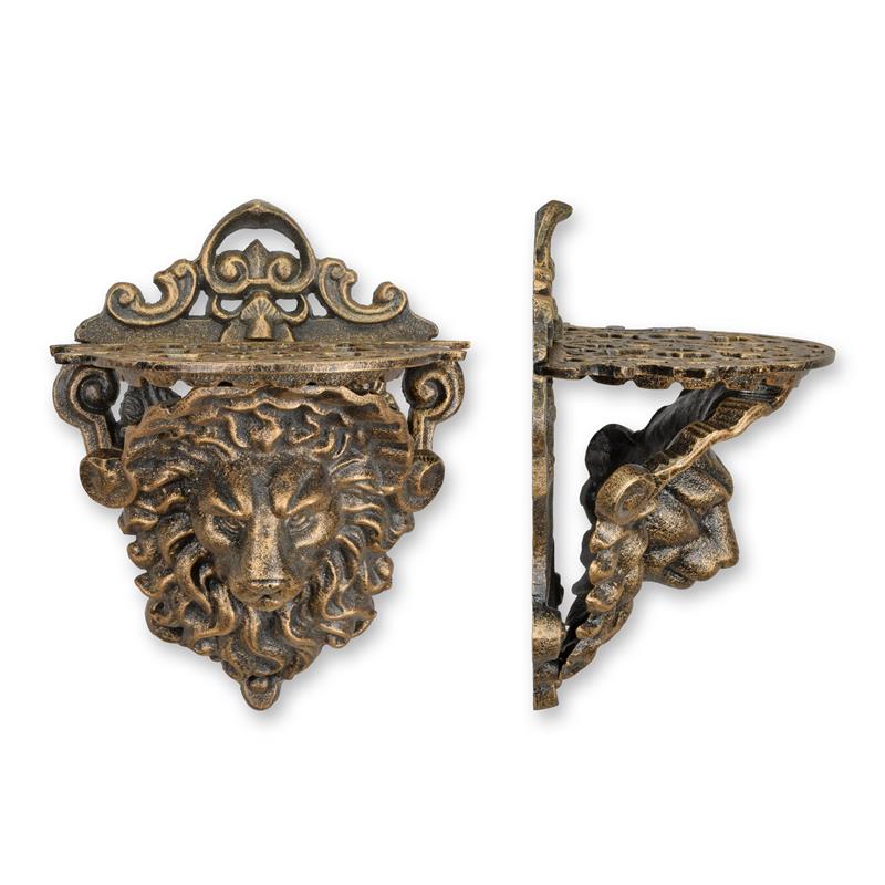 Bronzen beeld - Leeuwenkop - (wandconsole, 1 stuks) - 26,8 cm hoog