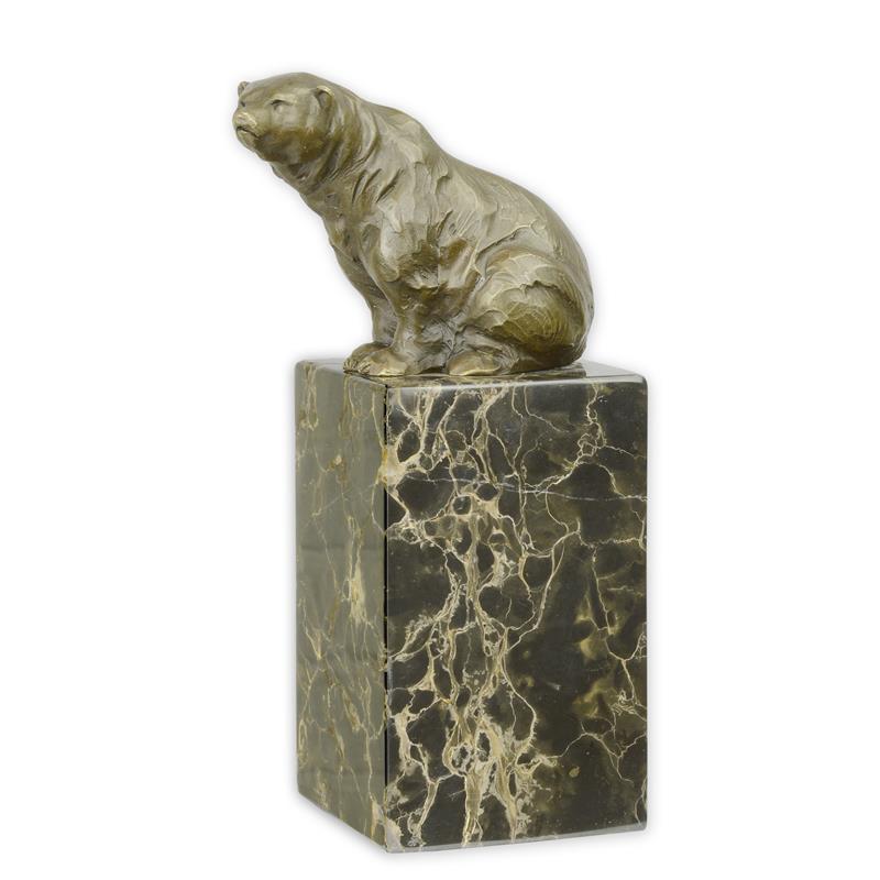 Zittende beer - Bronzen beeld - sculptuur - 22,1 cm hoog