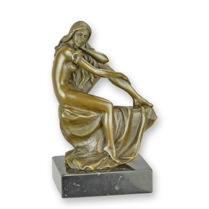 Bronzen beeld - Naakte vrouw - sculptuur - 14 cm hoog