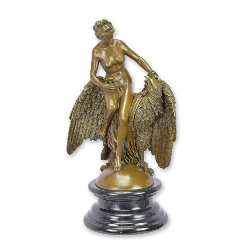 Bronzen beeld - Hebe en de adelaar - sculptuur - 50 cm hoog