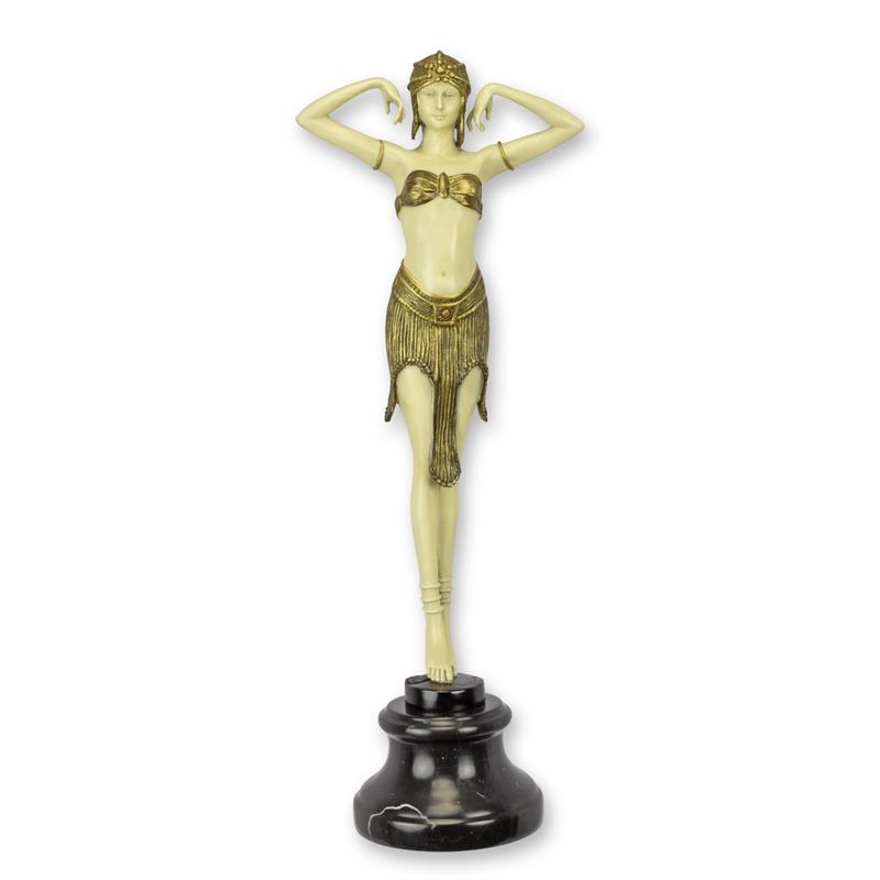 Bronzen beeld - Scarabee danseres - sculptuur - 49,2 cm hoog