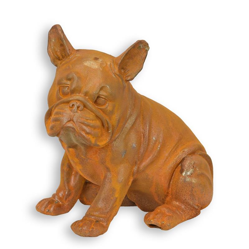 Beeldje - Bulldog - roestig gietijzer - 18,4 cm hoog