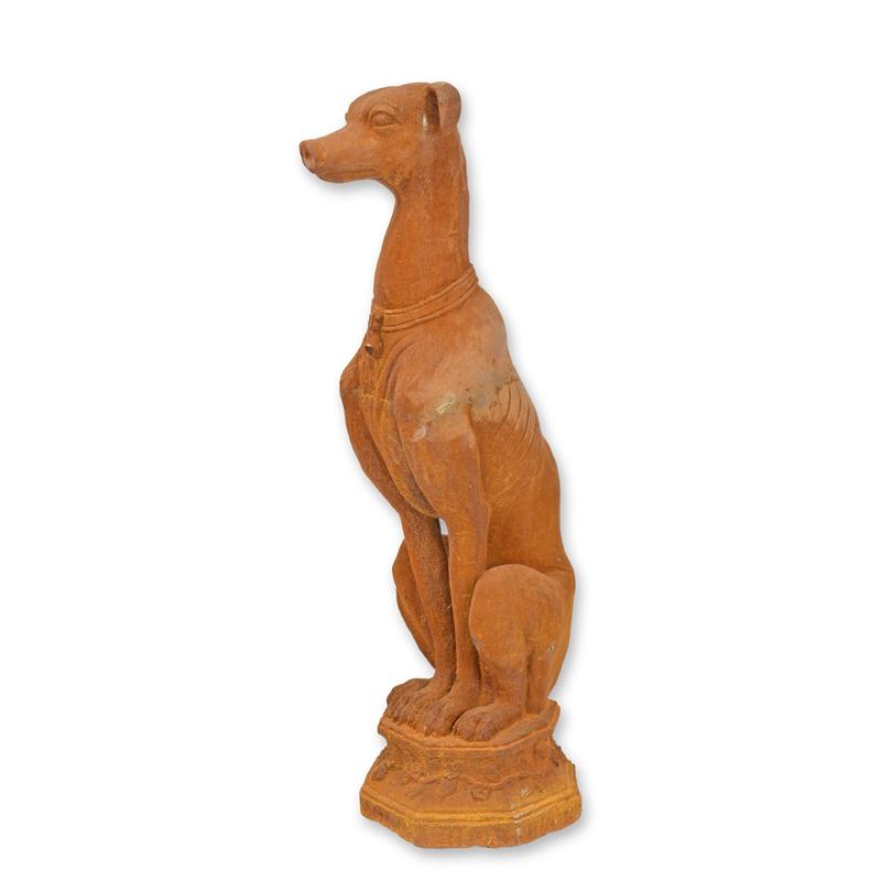 Beeldje - Windhond, whippet - roestig gietijzer - 79,2 cm hoog