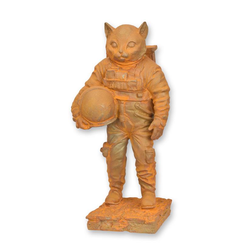 Beeldje - Astrocat - roestig gietijzer - 36,7 cm hoog