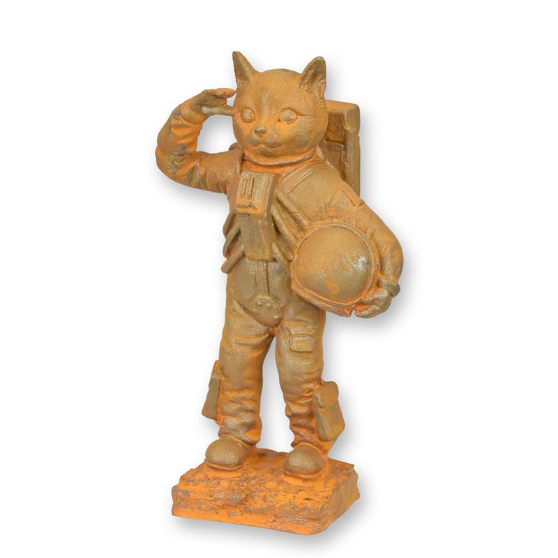 Beeldje - Astrocat - roestig gietijzer - 22,9 cm hoog