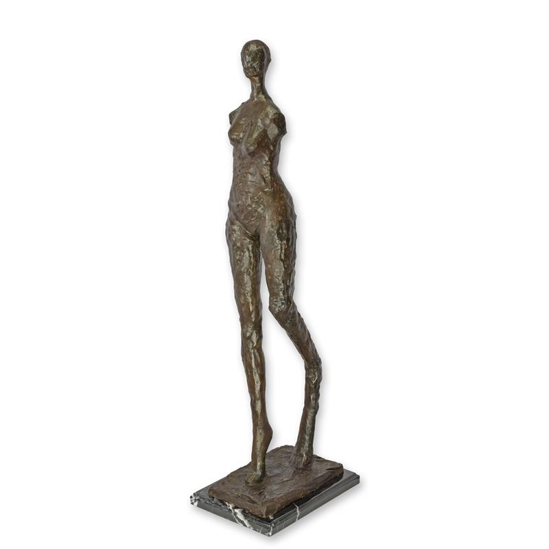 Bronzen beeld - Wandelende vrouw - sculptuur - 97 cm hoog