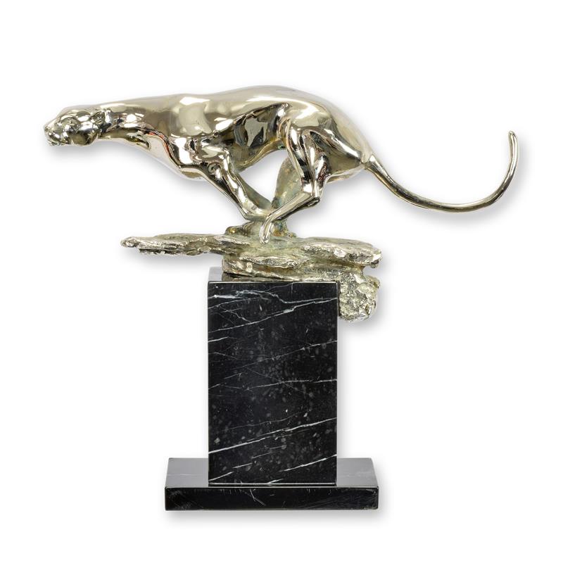 Bronzen beeld - Rennende jaguar - sculptuur - 35,8 cm hoog